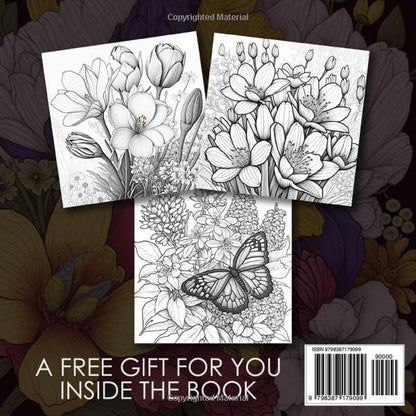 Spring Flowers Mindfulness Coloring Book for Adults and Teens Part 1 Back Cover