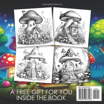 Fantasy Mushroom Houses Coloring Book for Adults and Teens Back Cover